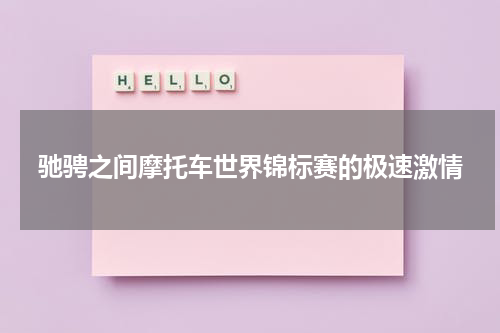 驰骋之间摩托车世界锦标赛的极速激情