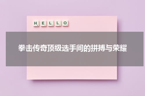 拳击传奇顶级选手间的拼搏与荣耀