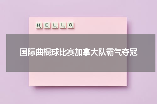 国际曲棍球比赛加拿大队霸气夺冠